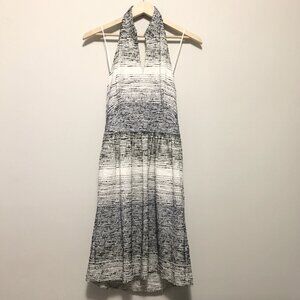 Amy Matto New York Dittered Blue & White Open Back Halter Dress